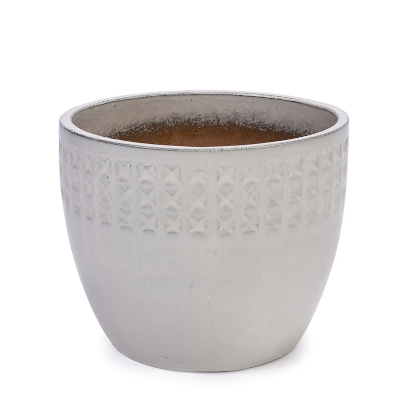 3 - Piece Ancient White Ceramic Planter , Heat And Frost , For Garden Living Room, With Drainage To Water Buildup, 15" X 12.6 Flower Planters, All Weather Patio, Garden, Indoor Use, Built In