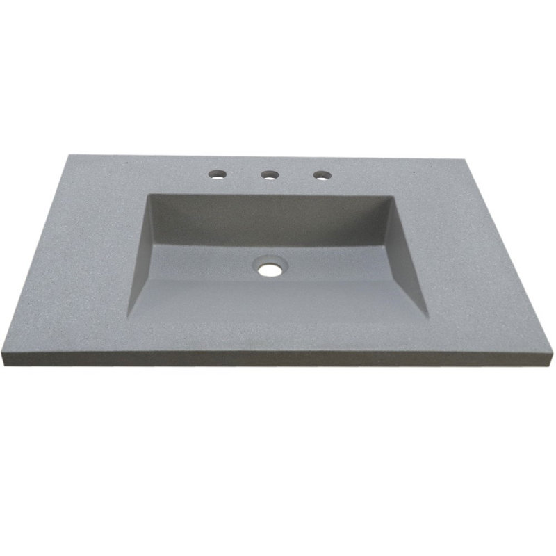 Plateau de meuble-lavabo simple avec lavabo, Gris
