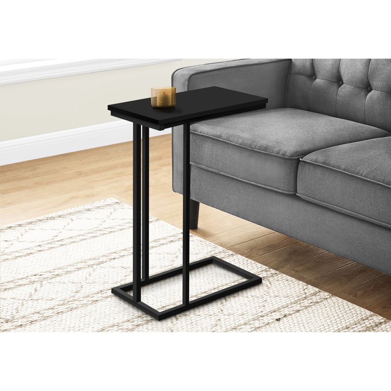 Table à collation moderne avec base en métal noir pour chambre à coucher, salon, bureau dans la chambre, espace