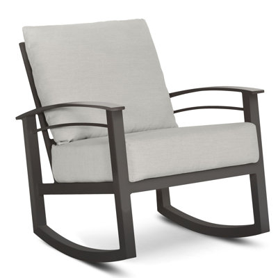 Chaise berçante d'extérieur en métal avec coussins