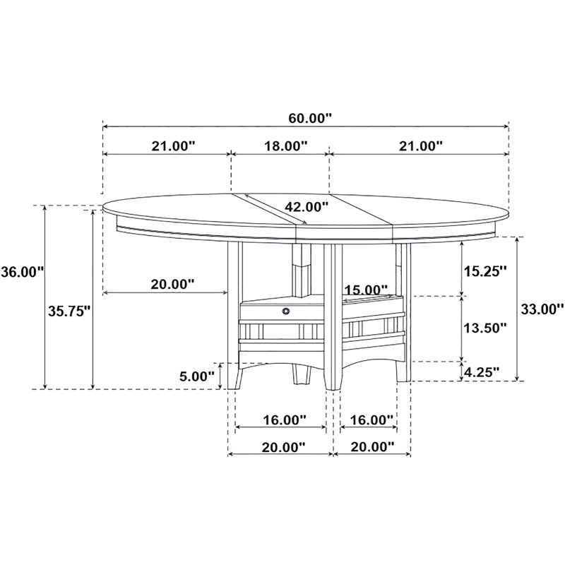 Ensemble de salle à manger avec table haute extensible ronde, en bois, sièges noirs, pied central avec tablette ouverte pour objets décoratifs, rallonge de table de 45 cm, tabourets avec dossier, décoration
