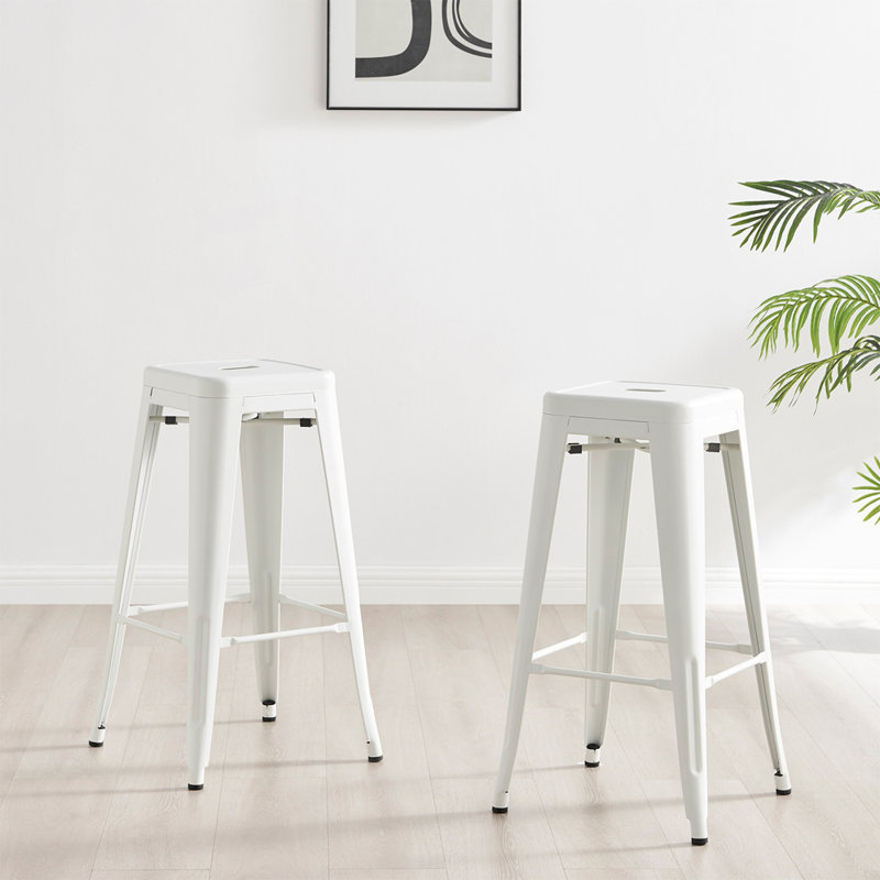 Tillar Counter Stool with Metal Frame, White, 2