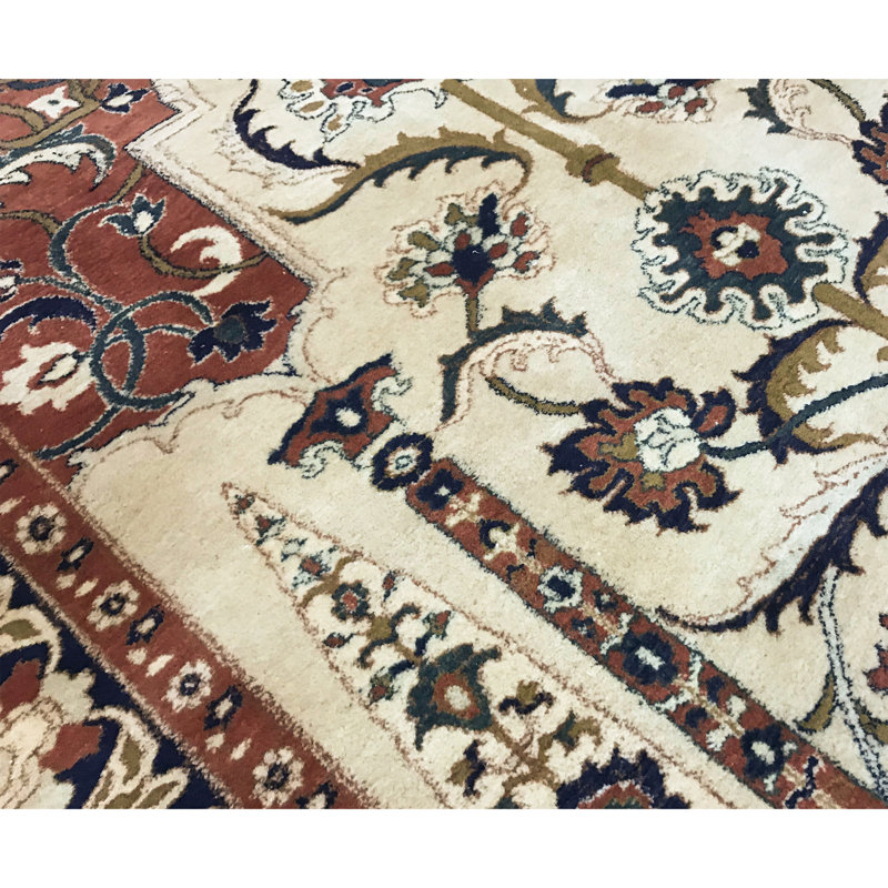Tapis orange de haute qualité noué à la main
