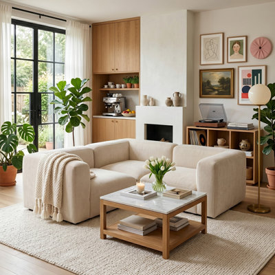 Modern Modular 3-Piece Corner Sectional Sofa With Deep Seating, Upholstered L-Shaped Couch For Living Room