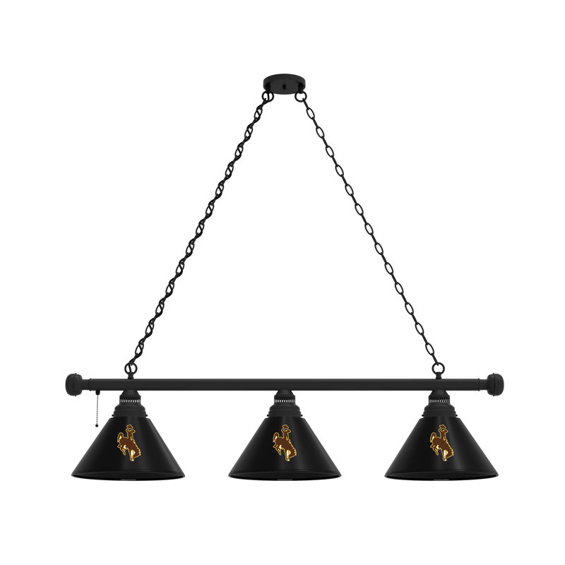 3 - Light Pool Table Lights Pendant, Black, Wyoming Cowboys