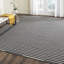 Tapis rayé ivoire / noir en coton tissé à plat Ilona-224903843