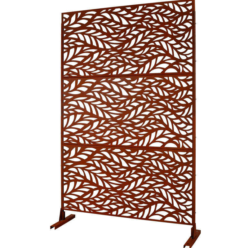 Écran d'intimité en métal H 76 po en métal, autoportant, extérieur et intérieur, clôture envoûtante pour votre terrasse, patio, balcon, pelouse, jardin rouge