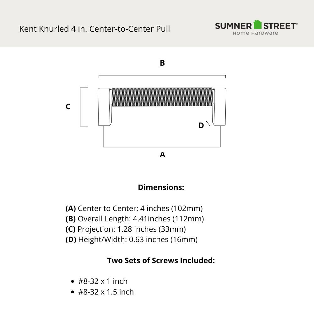 Kent Knurled Bar Cabinet Pull, Satin Nickel, 4"