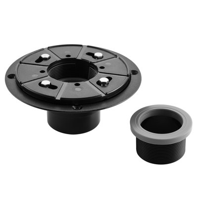 Bride de base de drain de douche avec adaptateur fileté réglable et coupleur en caoutchouc