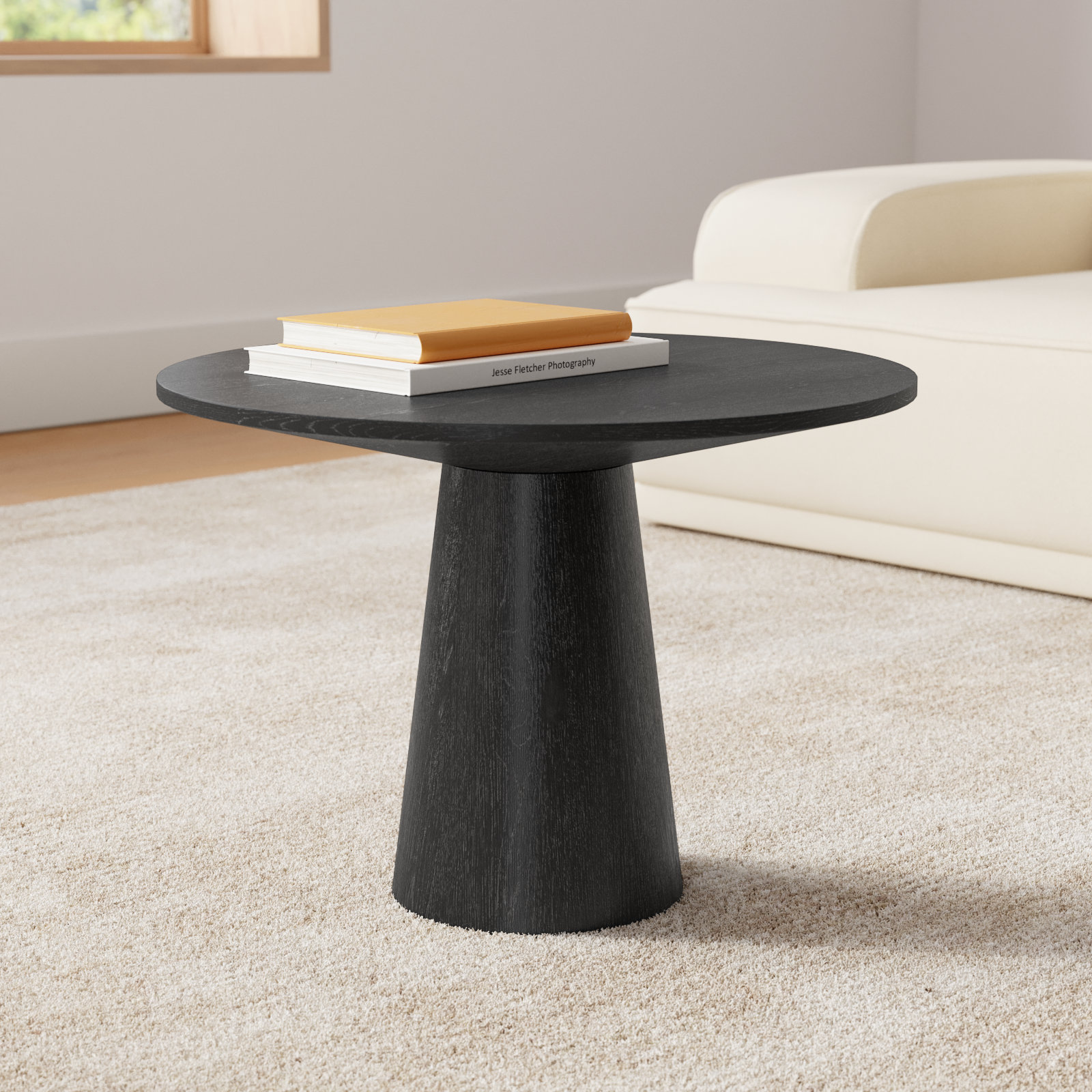 Astraea Single Coffee Table, 15.5" H x 22" L x 22" W, Black