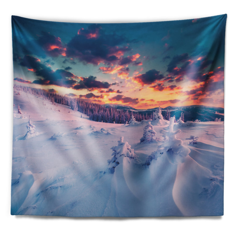 Paysage photographie hiver dans les carpates tapisserie, H 32 po x l 39 po