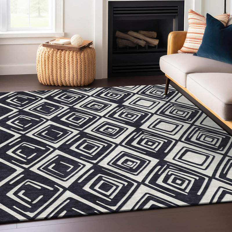 Malek Washable Geometric Indoor / Outdoor Rug, Rectangle 5' x 7'6"