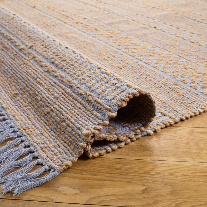 Natural Fiber 123 Hand Woven 50% Jute; 50% Cotton Geometric Shapes Rug, Runner 2' x 9'