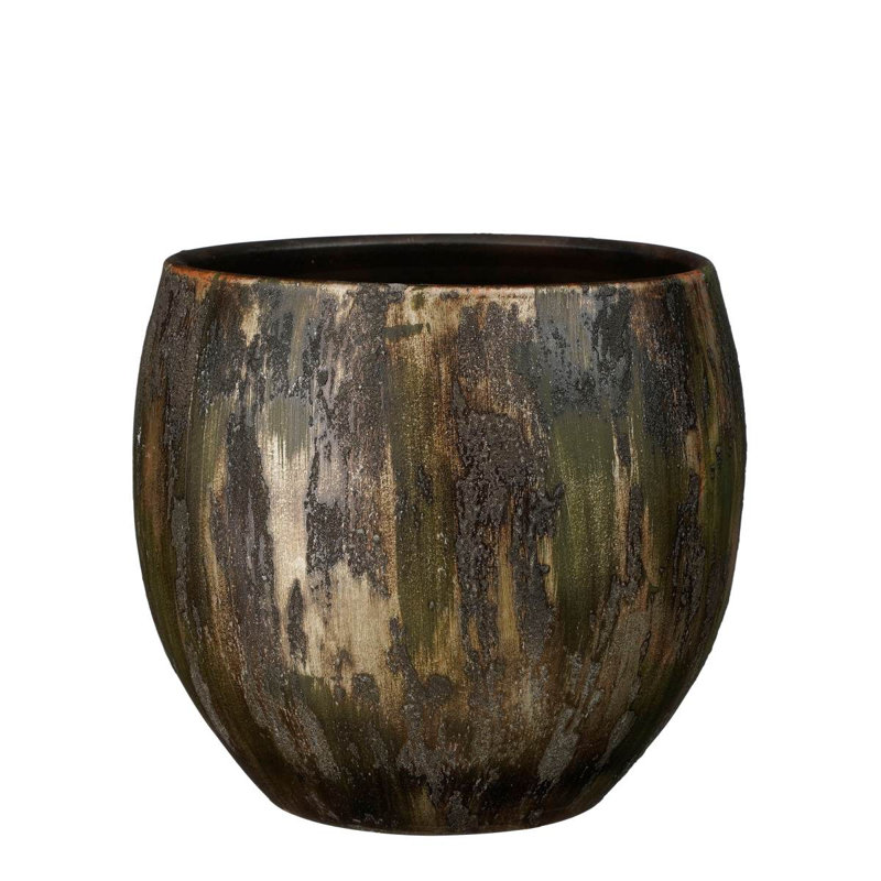 Ajsha Ceramic Pot Planter, 28cm H x 28cm W x 28cm D, Green