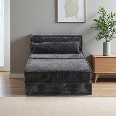 Compression Mahjong Sofa,Convertible Floor Sofa Bed,DIY Boneless Modular Sectional Sofa,No Assembly Required,Circle Fleece Fabric,Oversized Single Seater With 1 Pillow And 1 Ottoman