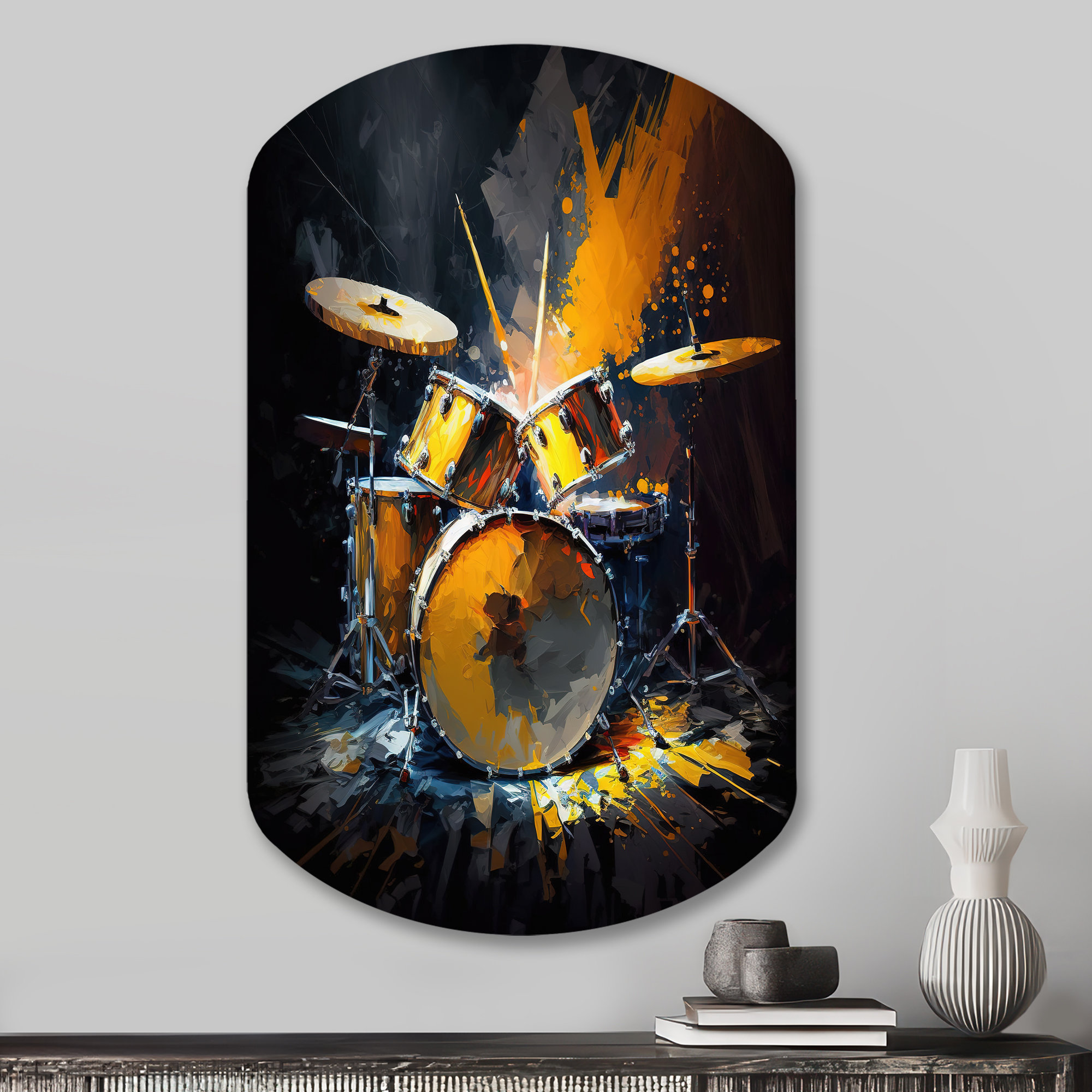 Design Art Drums On Stage I - Music Cylinder Shape Asymmetric Metal ...