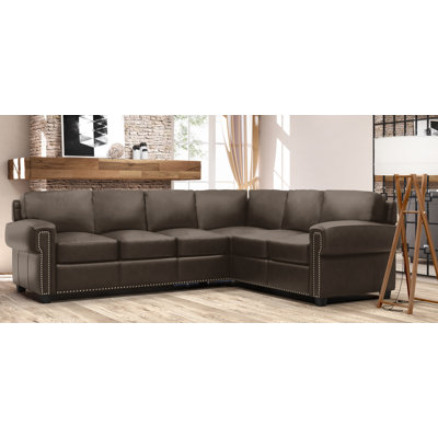 Canapé modulaire en cuir véritable de 119 po de large Fardin