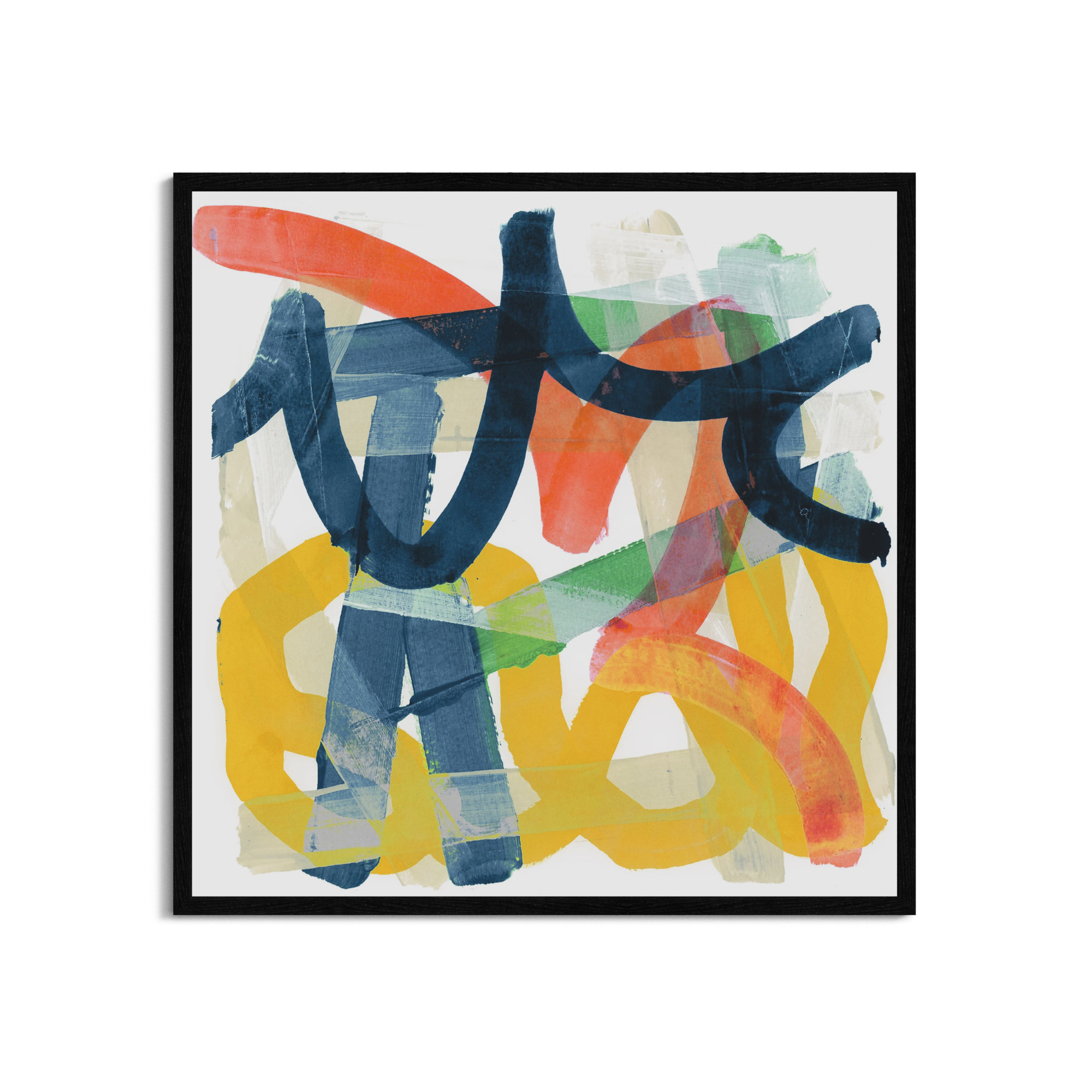 Shuffling by Cartissi - Picture Frame Painting, 32" H x 32" W x 0.75" D, Black Framed