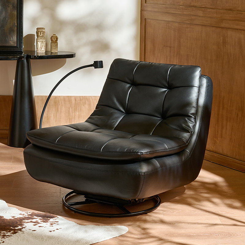 Luxueux fauteuil rotatif en cuir écologique, Black