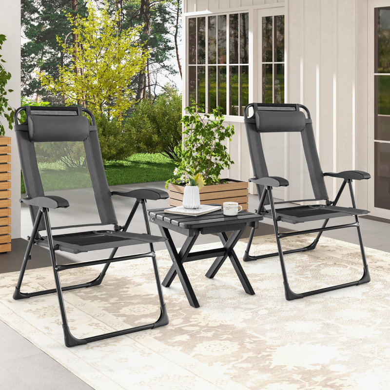 Nylon Patio Folding Chair Folding Chair Set, Grey