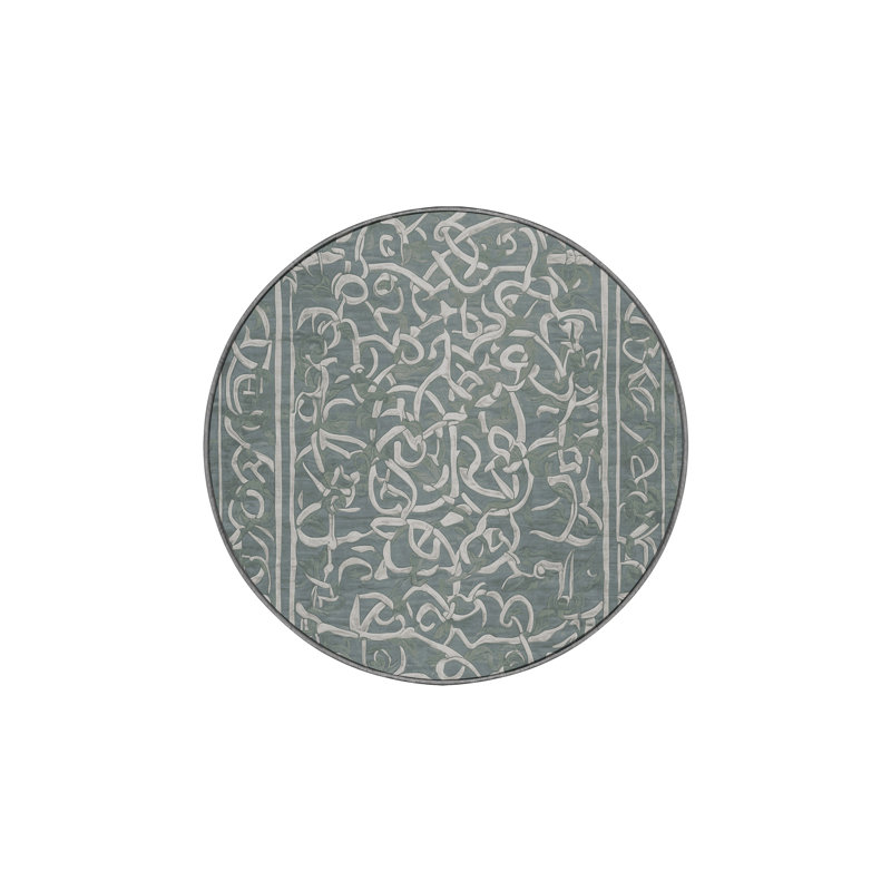 Tapis gris soyeux et moelleux, Rond 6 pi