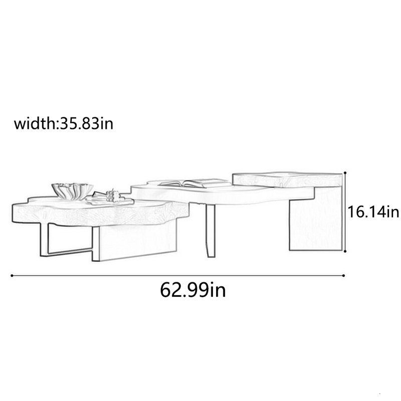 Table à thé créative Rock, H 16,14 po x L 62,99 po x l 35,83 po