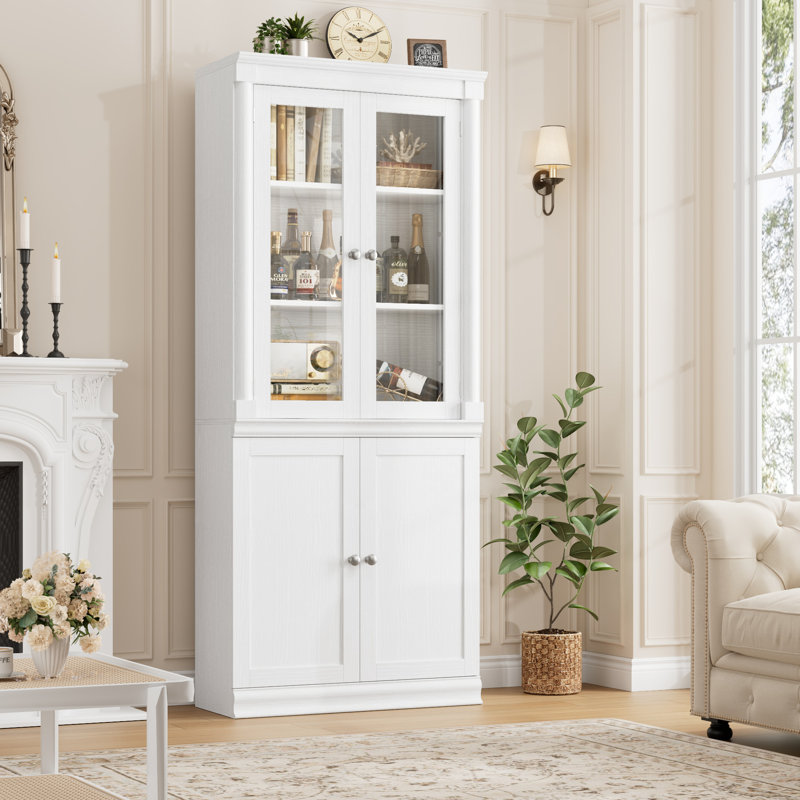 Bibliothèque 71,2 "H avec porte en verre, Blanc