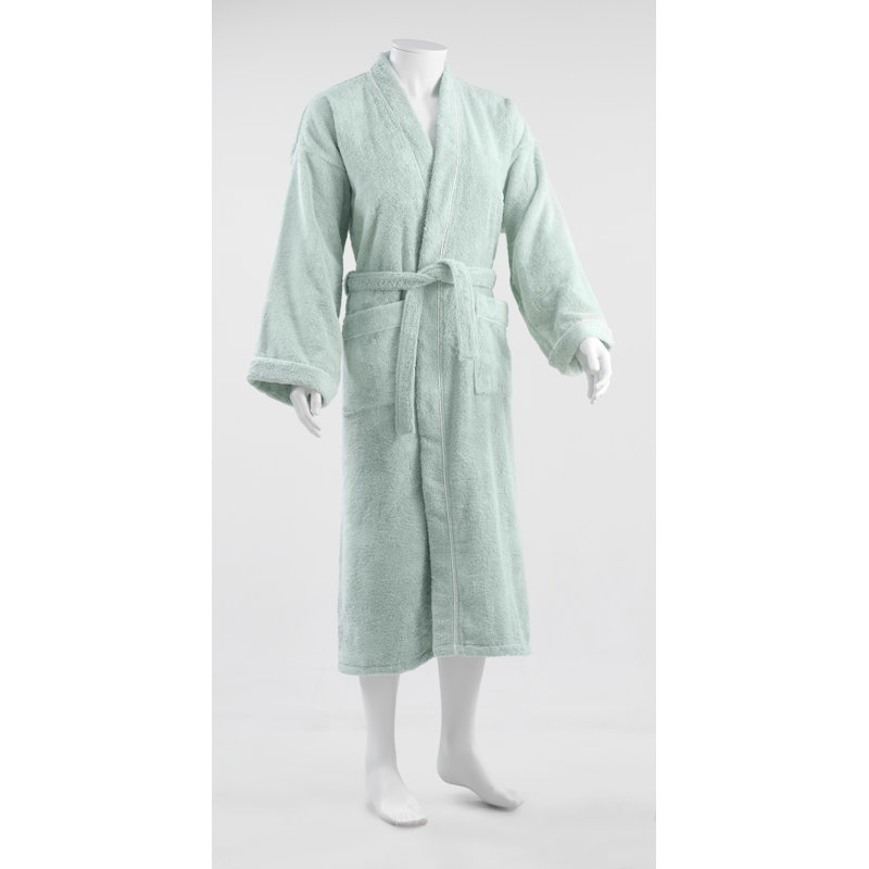  Peignoir 100% coton mi-mollet unisexe avec poches, S, Turquoise