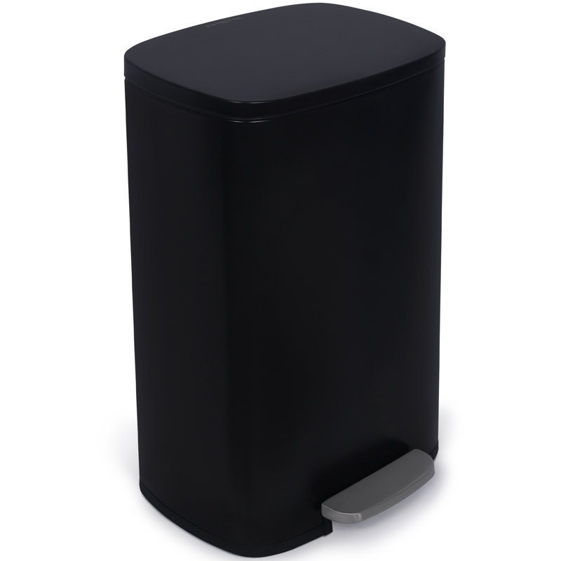 Stainless Steel Step On Kitchen Trash Can - 50L, Black