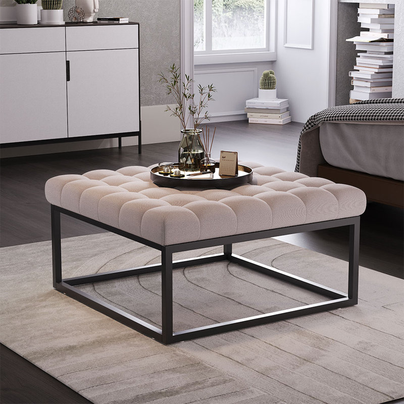 84cm Wide Square No Pattern Footstool Ottoman