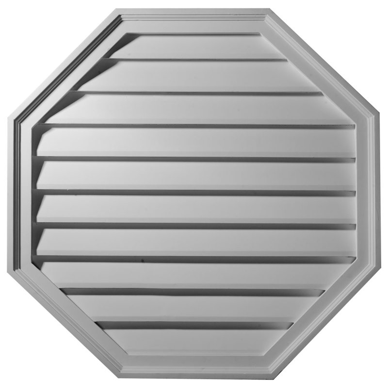 30"H x 30"W x 1 1/8"D Octagon Gable Vent Louvre, Functional