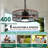 24" Outdoor Waterproof Gazebo Ceiling Fan With Lights, 6 Speeds Plug-In Caged Ceiling Fan With Cord Hook For Patio