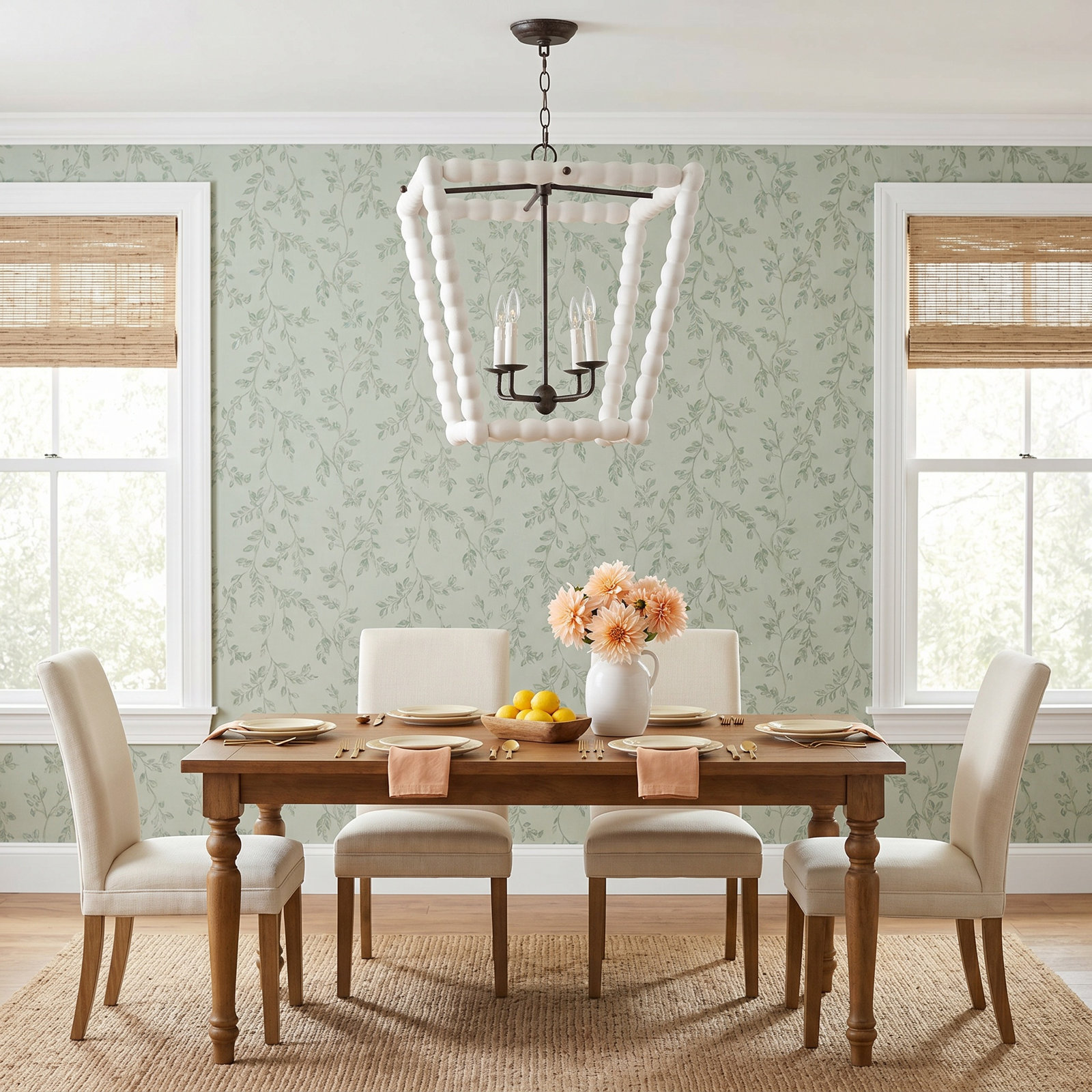 Coastal Luxe 4-Light Chandelier, White