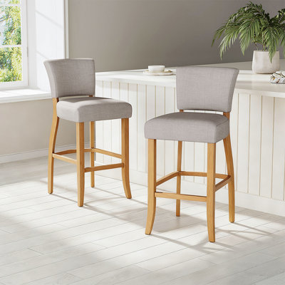 Upholstered Counter Stool with Solid Wood Frame