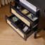 Tables de chevet modernes avec 2 tiroirs, poignées en métal doré et fabrication en bois durable pour la chambre à coucher-1457053062