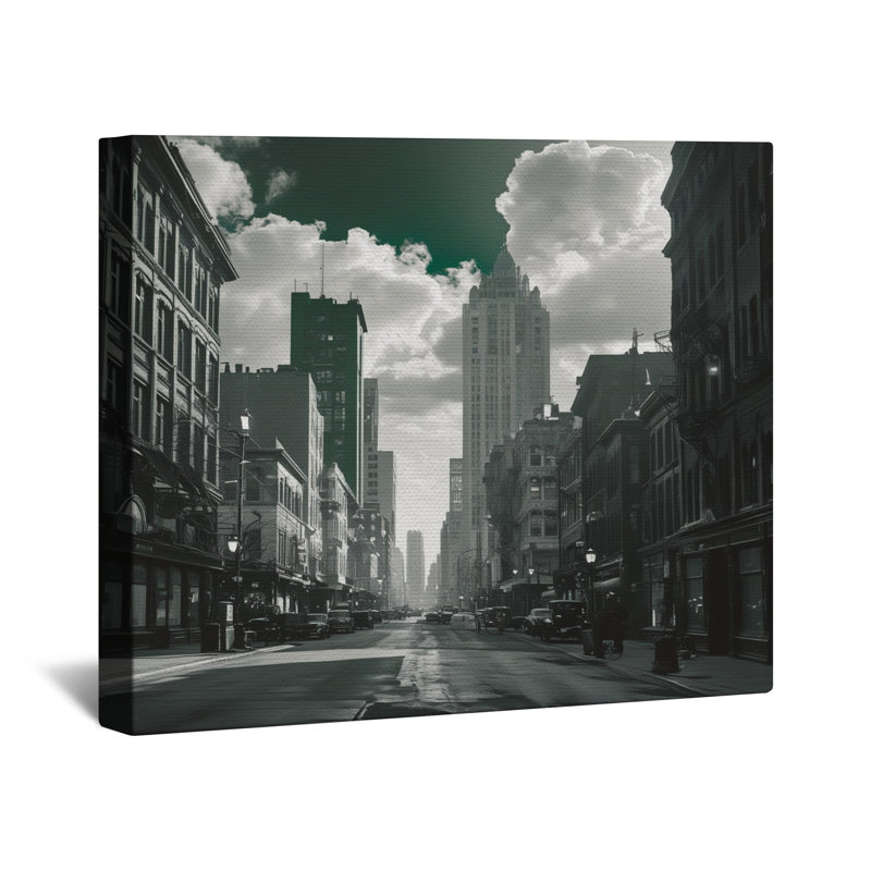 Vintage Cityscape Skyline Canvas Gallery Wrap in Many Sizes, 16 x 20 inches