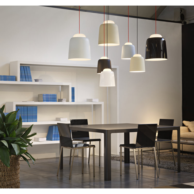 Teodora 1 - Light Dome Pendant, Black, 300cm H x 24cm W x 24cm D, Glossy White