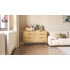 Commode de chambre à coucher, commode 6 tiroirs avec panneaux cannelés, chêne