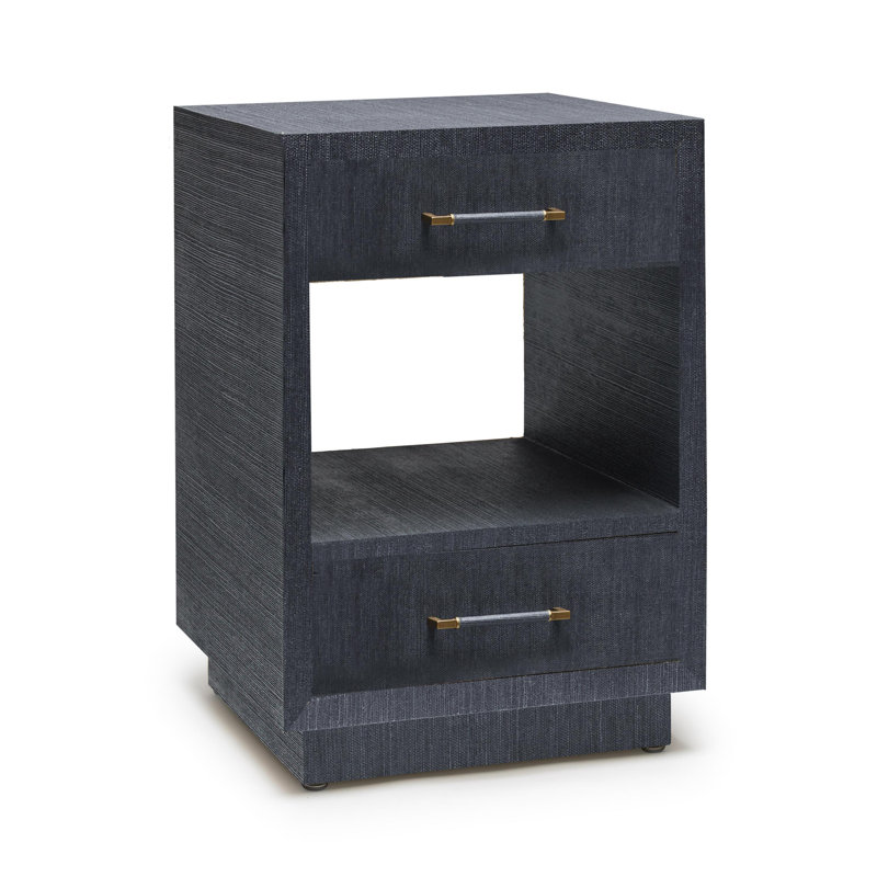 Taylor 2 - Drawer Nightstand, 26" H x 18" W x 18" D, Navy/Antique Brass