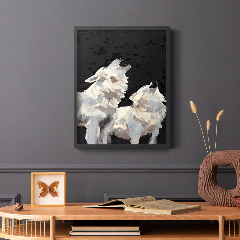 Midnight Wolves, reproduction encadrée - bois massif, H 10 po x l 8 po, Noir