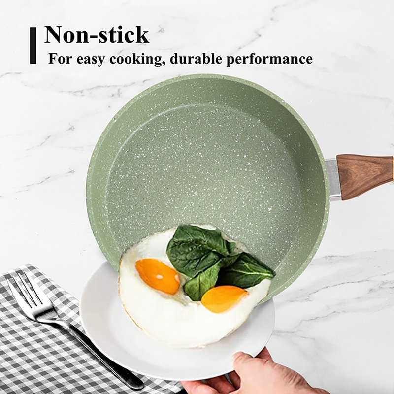 8 - Piece Non-Stick Aluminum Cookware Set, Green/Natural