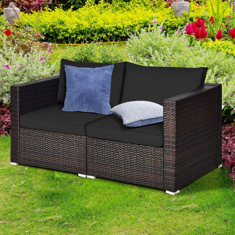 Canapé d'extérieur 30 po en osier avec coussins Sunbrella®