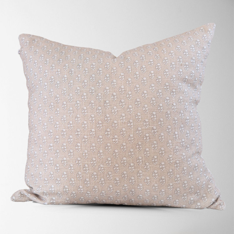  Cotton Throw Square Pillow Cover, Oyster Floral