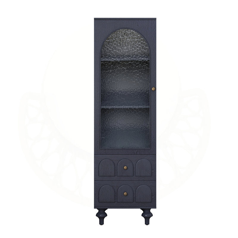 Grande armoire de rangement avec porte en verre trempé, deux tiroirs, tablette réglable pour une organisation polyvalente et spacieuse