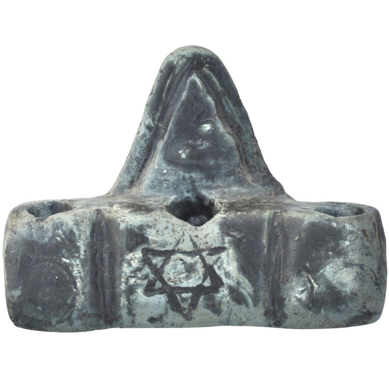 Antique Moroccan Star-of-David Judaical Ceramic Menorah