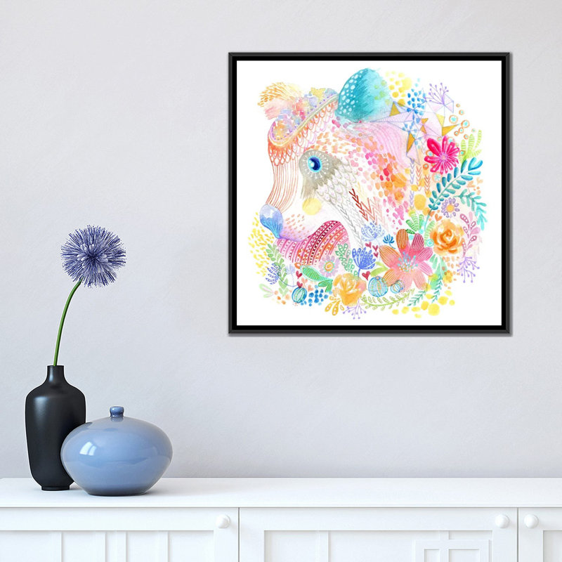 Flower Cub by Stephanie Corfee - Gallery-Wrapped Canvas Giclée, 18" H x 18" W x 1.5" D, Black Framed Canvas, No Mat