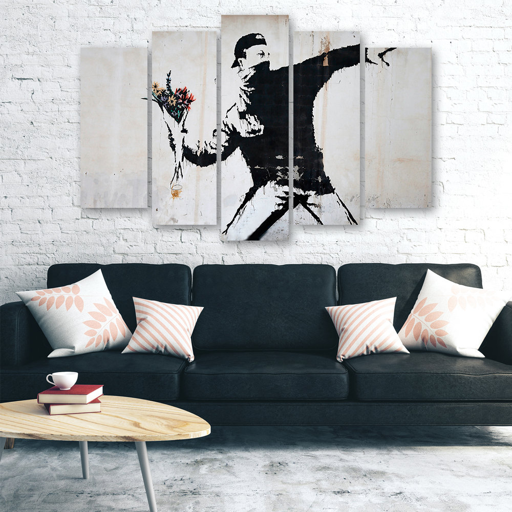 Leinwandbild Banksy Graffiti Art Flowers