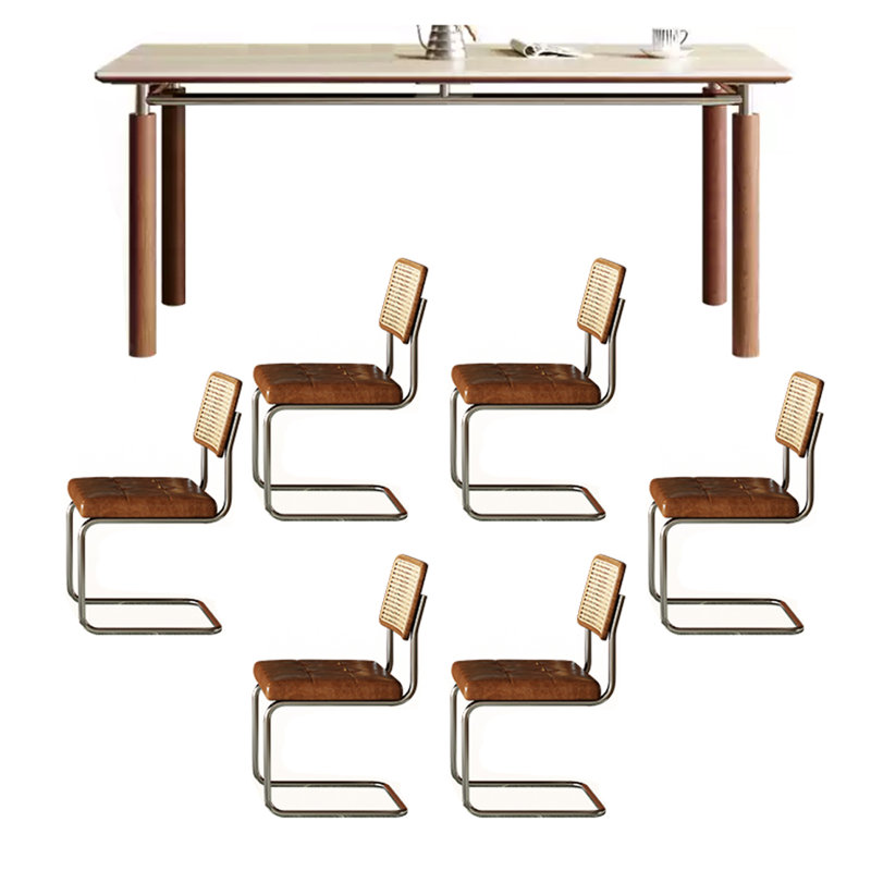 Vintage rock slab table and chair combination
