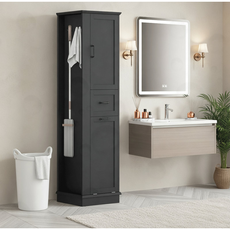 Tall Storage Cabinet with Adjustable Shelves, Black