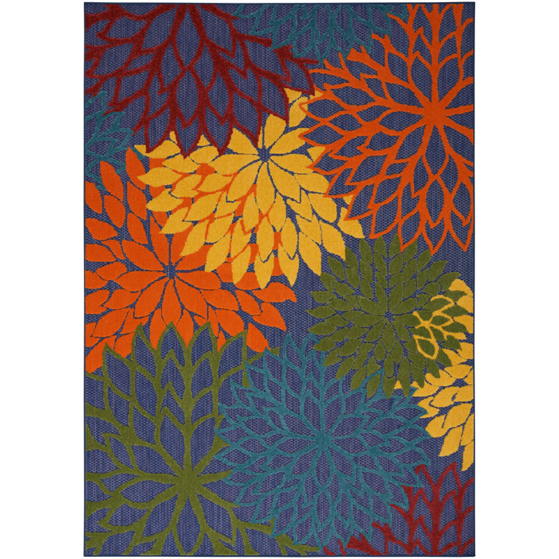 Manorma Floral Indoor/Outdoor Area Rug, Rectangle 5'3" x 7'5"